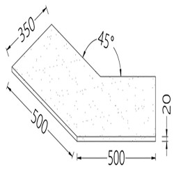 Option: Tablette de service angle 45° (20 mm), stratifié finition LUNE - la (PC)