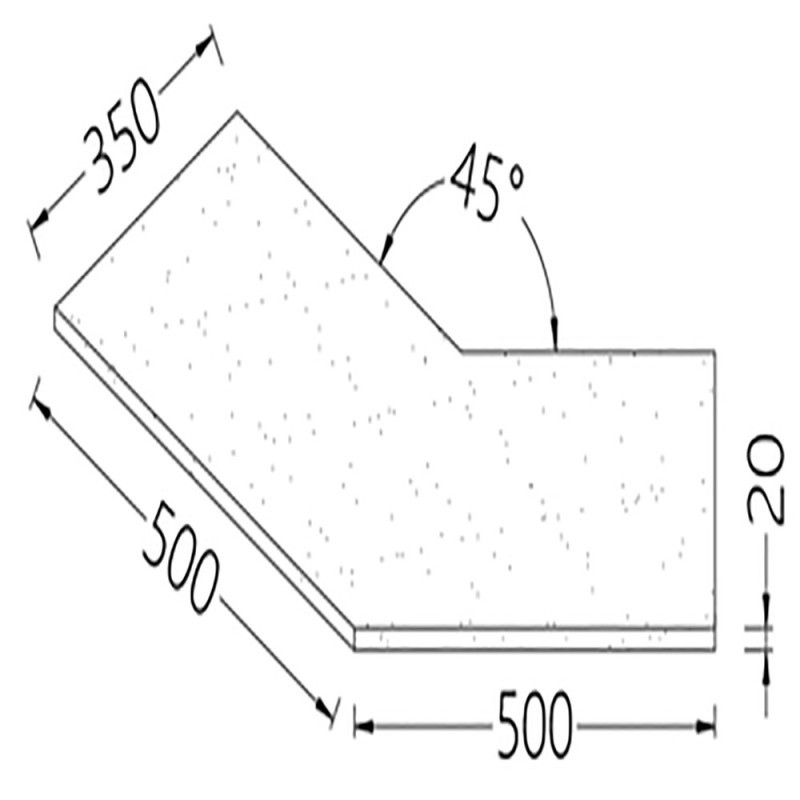 Option: Tablette de service angle 45° (20 mm), stratifié finition LUNE - la (PC)