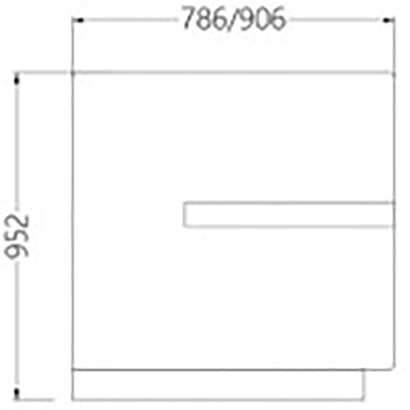 Joue latte en bois comptoir neutre, moulure- Metrika Line dimension : +19 (906x19xh952)