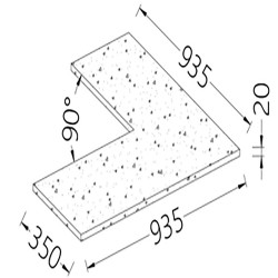 Option: Tablette de service angle 90° (20 mm), stratifié finition PIERRE - la (PC)