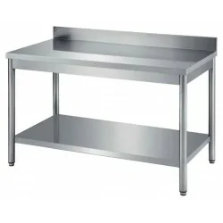 Table de travail adossée avec étagère gastro profondeur 600 - COMBISTEEL