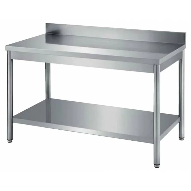 Table de travail adossée avec étagère gastro profondeur 600 - COMBISTEEL