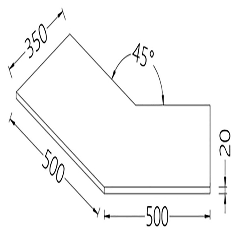 Option Tablette service surélevé inox aisi 304 scotch-brite 45°