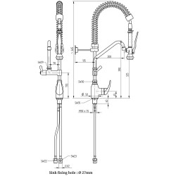 Douchette flexible acier inox et robinet avec groupe mitigeur monocommande