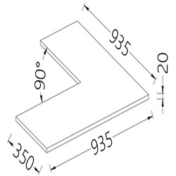 Option Tablette service surélevé inox aisi 304 scotch-brite 90°