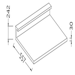 Option Plan acier inox aisi 304 scotch-brite avec prédisposition pour tablette service P 557 mm