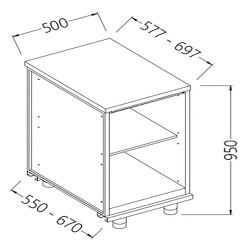 Meuble arrière neutre Metrika Line dimension : 500x695(670)xh950