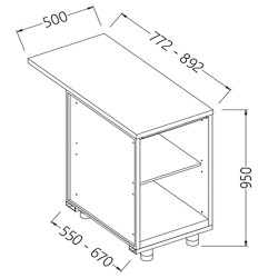 Comptoir neutre - caisse Metrika Line dimension : 500x890(670)xh950