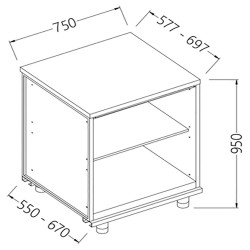 Meuble arrière neutre Metrika Line dimension : 700x695(670)xh950