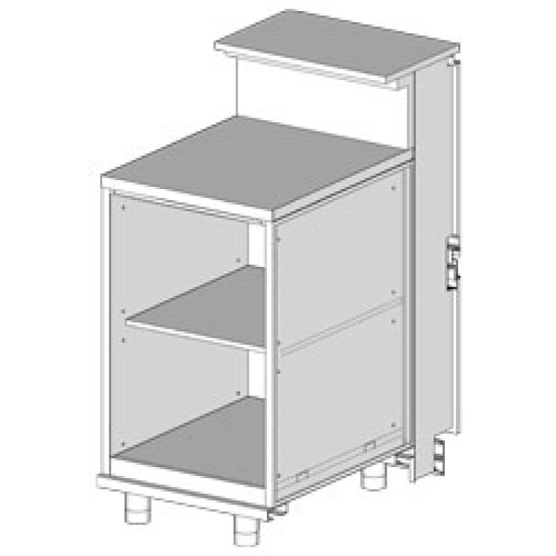 Comptoir neutre, avec tablette service Metrika Line dimension : 500x890(670)xh950/1162