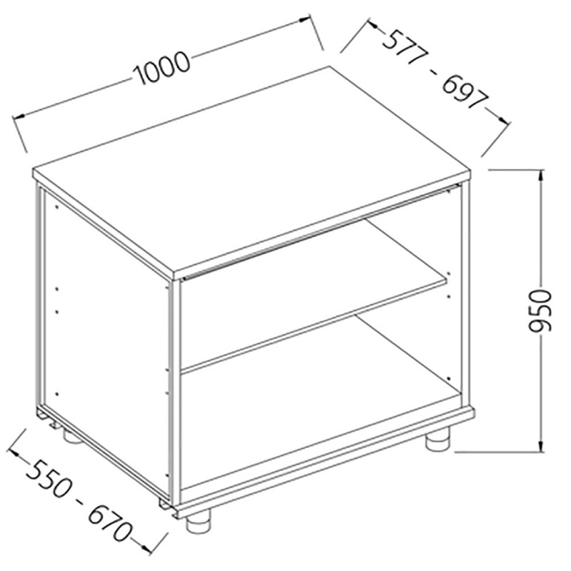 Meuble arrière neutre Metrika Line dimension : 1000x695(670)xh950