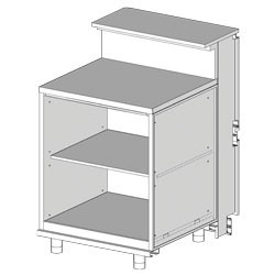 Comptoir neutre, avec tablette service Metrika Line dimension : 700x890(670)xh950/1162