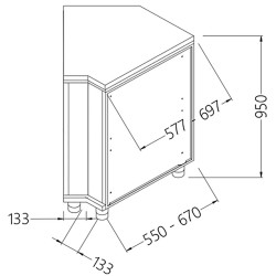 Angle arrière neutre - fermé 45°