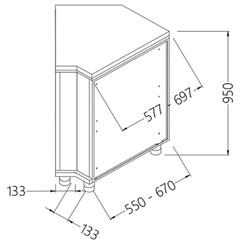 Angle arrière neutre - fermé 45°