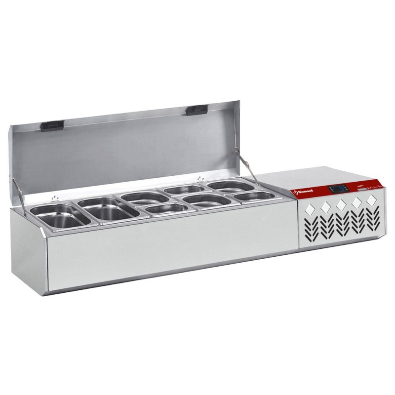 Saladette à ingrédient à poser GN 5x1/4 avec couvercle inox