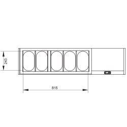 Saladette à ingrédient à poser GN 5x1/4 avec couvercle inox