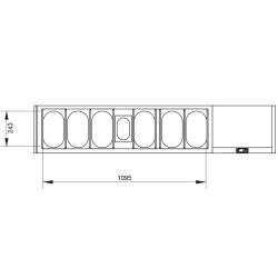 Saladette à ingrédient à poser GN 6x1/4 + GN 1x1/9 avec vitrine