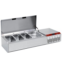 Saladette à ingrédient à poser GN 4x1/3 GN 1x1/9 avec couvercle inox