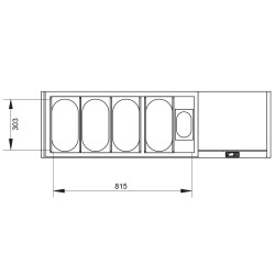 Saladette à ingrédient à poser GN 4x1/3 GN 1x1/9 avec couvercle inox