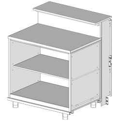 Comptoir neutre, avec tablette service Metrika Line dimension : 1000x890(670)xh950/1162