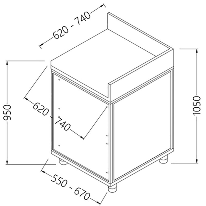 Angle arrière neutre - fermé 90° avec dosseret