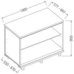 Meuble arrière neutre Metrika Line dimension : 1300x695(670)xh950