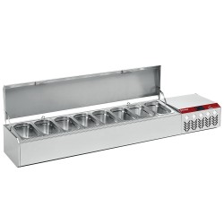 Saladette à ingrédients à poser GN 8x1/4 avec couvercle inox