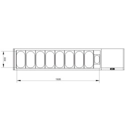 Saladette à ingrédient à poser GN 8x1/3 + GN 1x1/9 avec vitrine