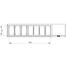 Saladette à ingrédient à poser GN 7x1/3 avec couvercle inox