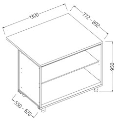 Comptoirs de bar neutres section caisse - 1300x550x950 mm