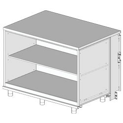 Comptoir neutre - caisse Metrika Line dimension : 1300x890(670)xh950