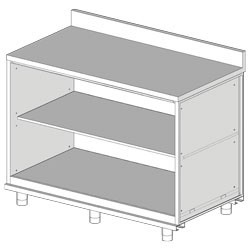 Meuble arrière neutre, avec dosseret Metrika Line dimension : 1300x695(670)xh950/1162