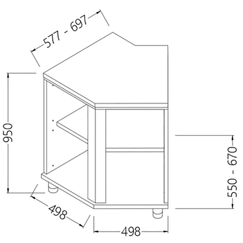 Angle arrière neutre - ouvert 45°