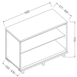 Meuble arrière neutre Metrika Line dimension : 1500x695(670)xh950