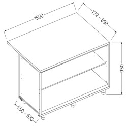 Comptoirs de bar neutres section caisse - 1500x550x950 mm