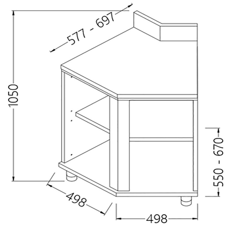 Angle arrière neutre - ouvert 45° avec dosseret