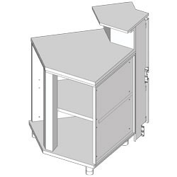 Angle neutre - ouvert 45°, avec tablette service Metrika Line dimension : 500+500x890(670)xh950/1162