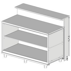 Comptoir neutre, avec tablette service Metrika Line dimension : 1500x890(670)xh950/1162