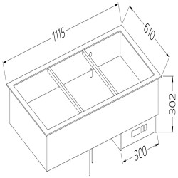 Elément bain-marie 3 GN 1/1