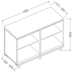 Meuble arrière neutre Metrika Line dimension : 1700x695(670)xh950