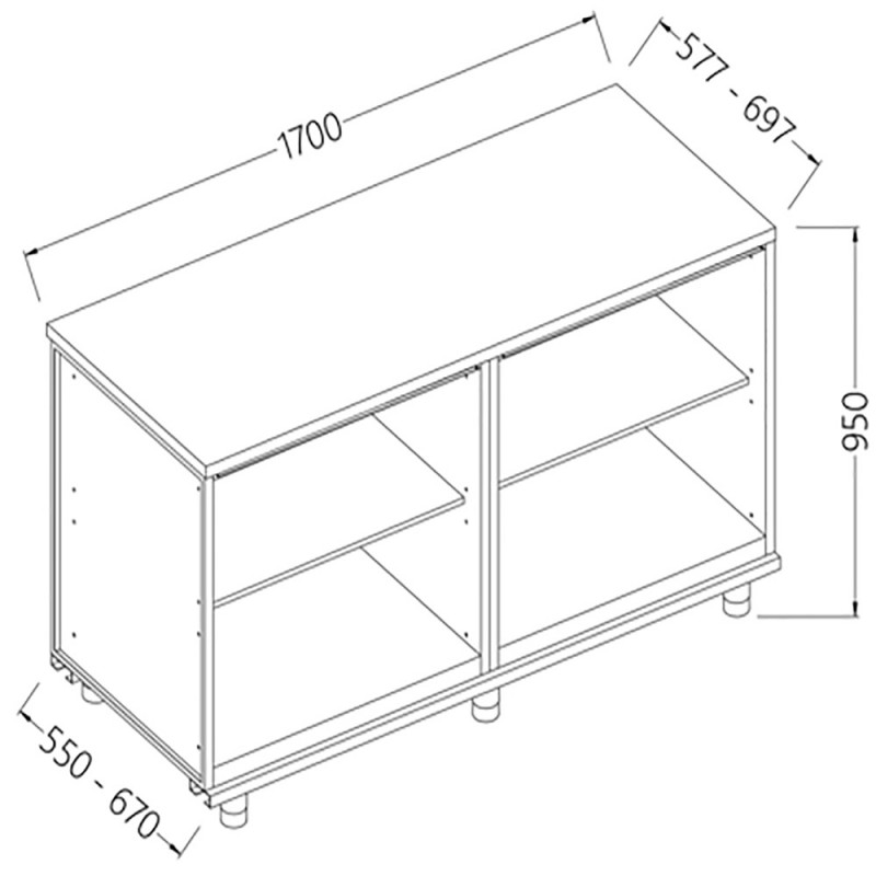 Meuble arrière neutre Metrika Line dimension : 1700x695(670)xh950