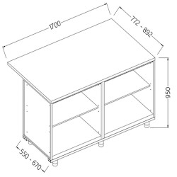 Comptoirs de bar neutres section caisse - 1700x550x950 mm