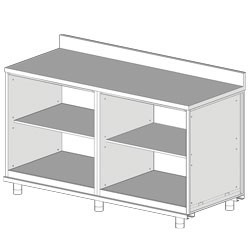 Meuble arrière neutre, avec dosseret Metrika Line dimension : 1700x695(670)xh950/1162