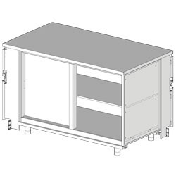 Comptoir angulaire gauche neutre - caisse Metrika Line dimension : 1600x890(670)xh950