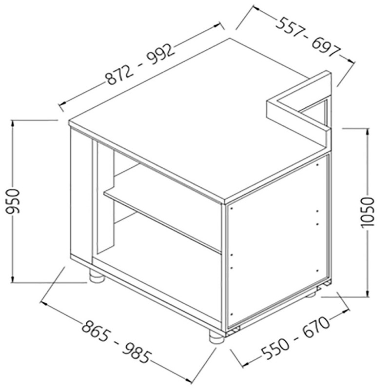 Angle arrière neutre - ouvert 90° avec dosseret