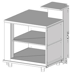 Angle neutre - ouvert 90°, avec tablette service Metrika Line dimension : 990(670)x990(670)xh950/1162