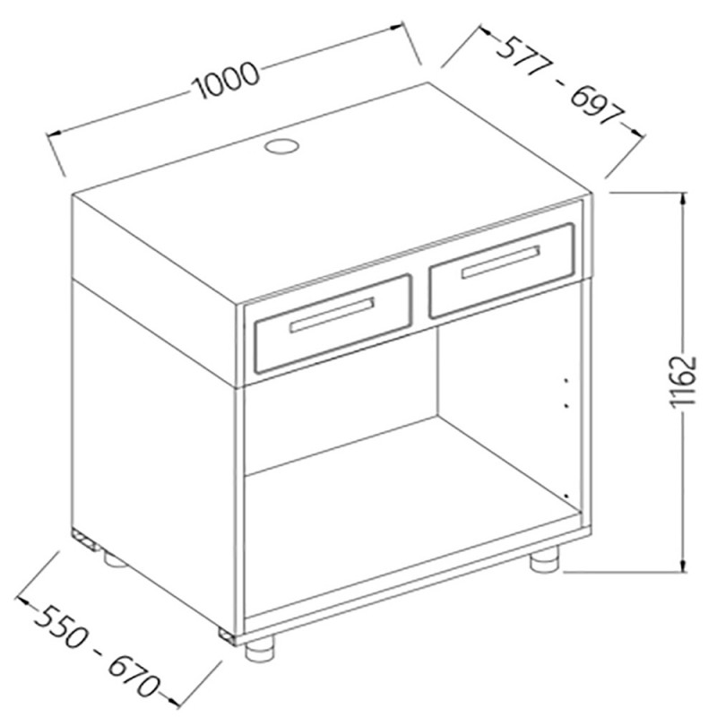 Comptoir pour machine à café ouvert L 1000 mm - 1000x550x1162 mm