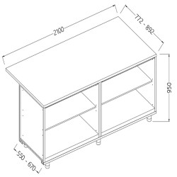 Comptoirs de bar neutres section caisse - 2100x550x950 mm