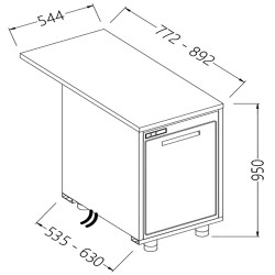 Comptoirs de bar réfrigérés T N avec moteur à distance section caisse - 544x535x950 mm - BCSR54X/5