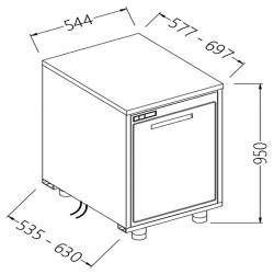 Arrière-comptoirs réfrigérés T N moteur à distance sans dosseret - 544x630x950 mm - NNSR54X